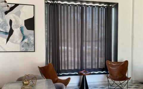 cortinas ojal negras para sala