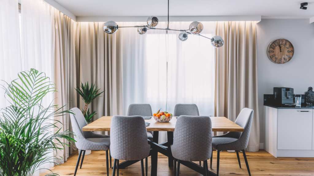 Cortinas para ventanas de cocina modernas elegantes para comedor