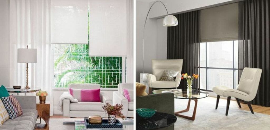 combinación moderna de cortina y persiana para dormitorio